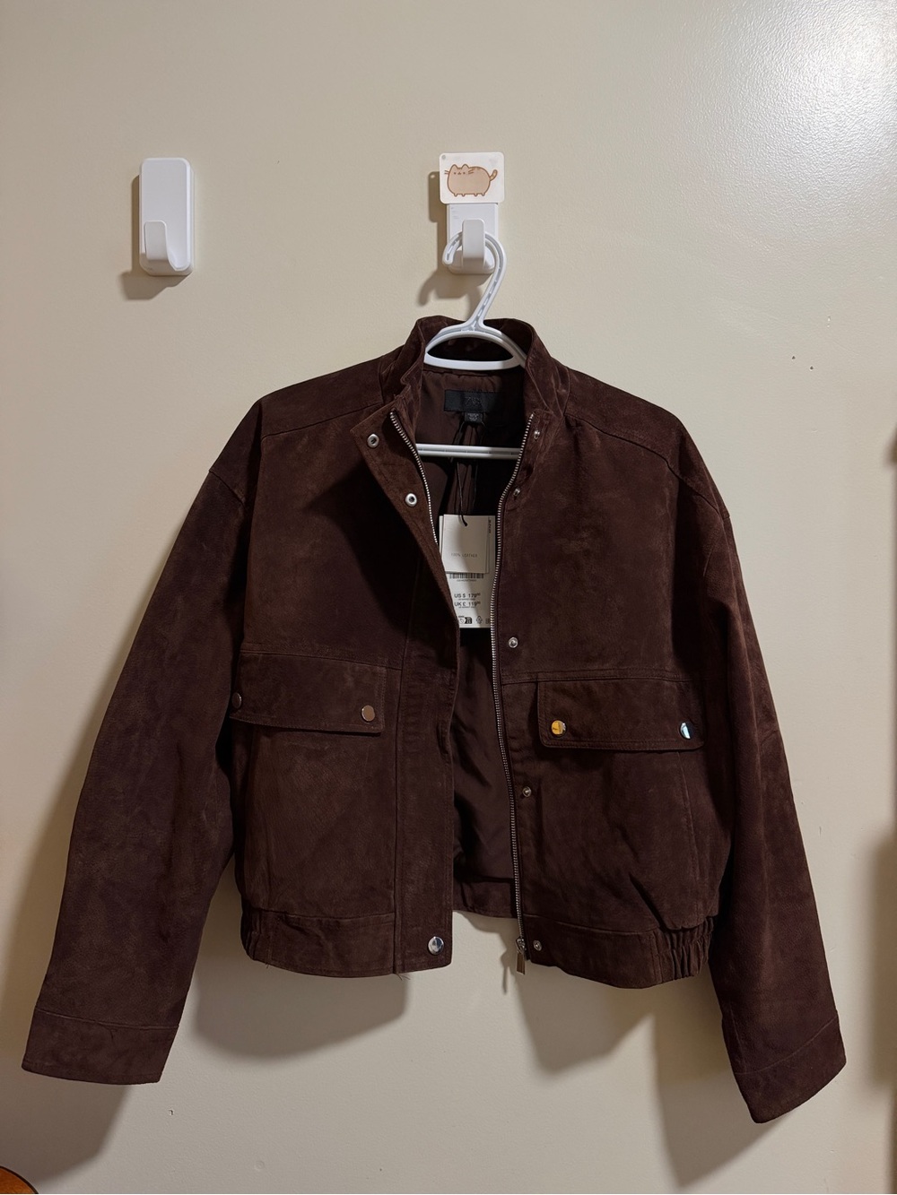 Zara Real Suede Leather Pocket Bomber Jacket XL - New with tag - Picture 10 of 16